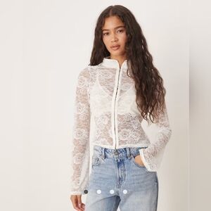 ASOS White Lace Long Sleeve Top